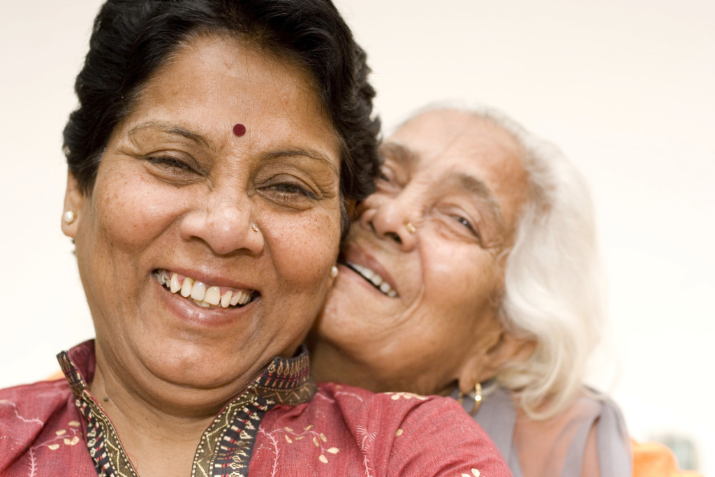 Senior mother and daughter having fun