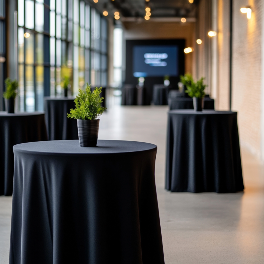 Tables at a fundraising event.
